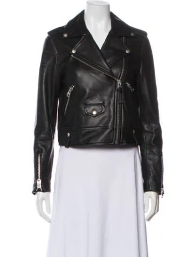 Pre-owned Mackage Lambskin Biker Jacket In Gray