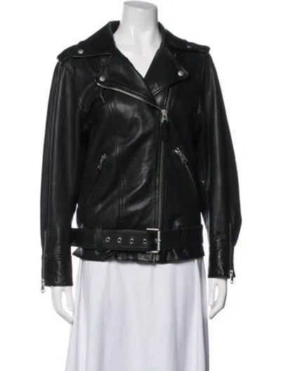 Pre-owned Mackage Lambskin Biker Jacket In Green