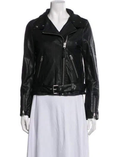 Pre-owned Mackage Lambskin Biker Jacket In Green