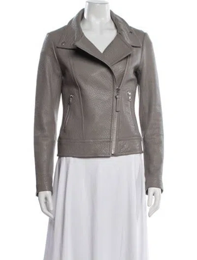 Pre-owned Mackage Lambskin Biker Jacket In Grey