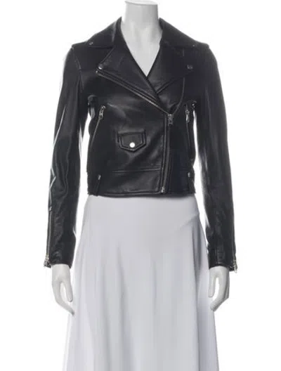 Pre-owned Mackage Lambskin Biker Jacket In Purple