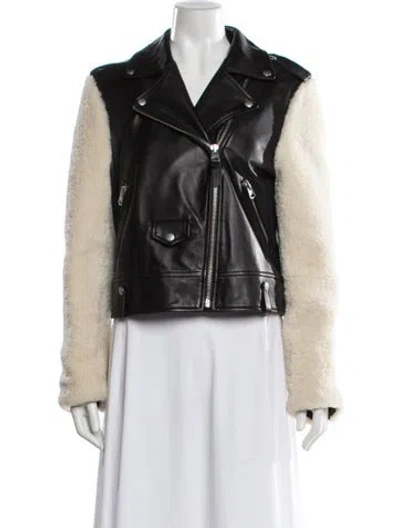 Pre-owned Mackage Lambskin Biker Jacket In White