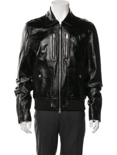 Pre-owned Mackage Lambskin Bomber Jacket In Black