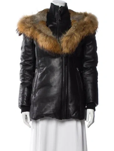 Pre-owned Mackage Lambskin Down Jacket In Black