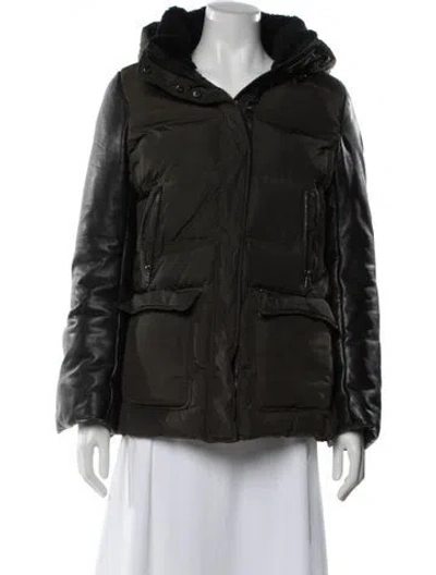 Pre-owned Mackage Lambskin Down Jacket In Green