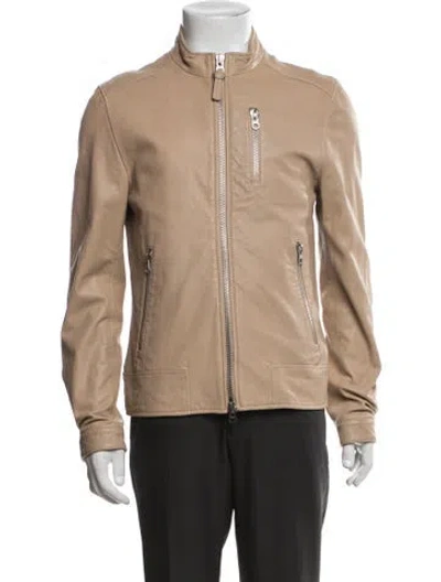Pre-owned Mackage Lambskin Moto Jacket In Neutrals