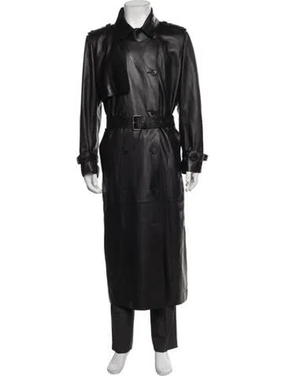 Pre-owned Mackage Lambskin Trench Coat In Black