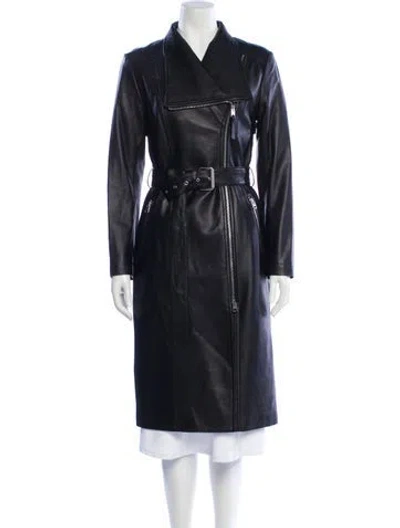 Pre-owned Mackage Lambskin Trench Coat In Blue