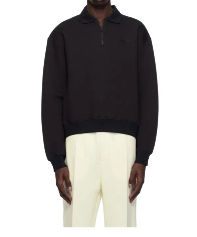 Mackage Lapel Long Sleeve Polo Shirt In Black