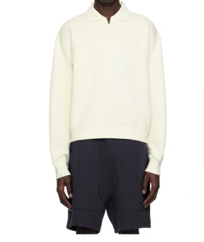 Mackage Lapel Long Sleeve Polo Shirt In White