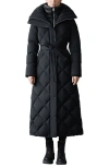 Mackage Laurella 2-in-1 Belted Quilted Down Long Coat In Black