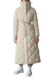 Mackage Laurella 2-in-1 Belted Quilted Down Long Coat In Brown