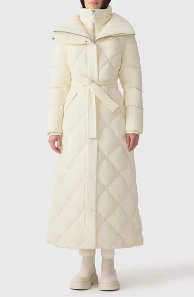 Mackage Laurella 2-in-1 Belted Quilted Down Long Coat In Neutral