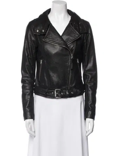 Pre-owned Mackage Leather Biker Jacket In Black