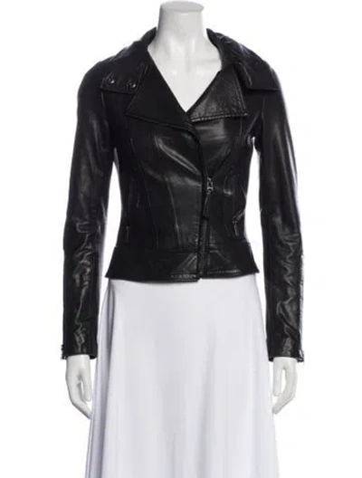Pre-owned Mackage Leather Biker Jacket In Black