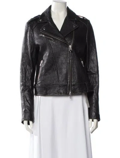 Pre-owned Mackage Leather Biker Jacket In Black