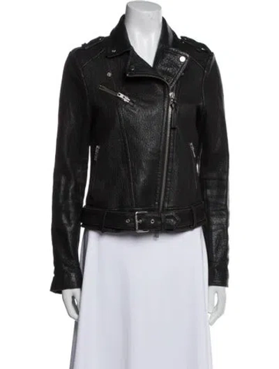 Pre-owned Mackage Leather Biker Jacket In Black