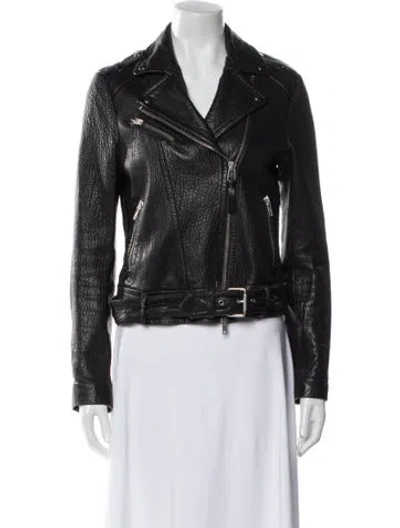 Pre-owned Mackage Leather Biker Jacket In Black