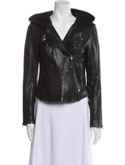 Pre-owned Mackage Leather Biker Jacket In Black