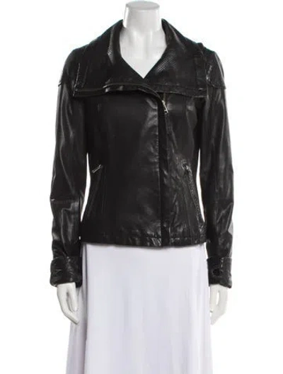 Pre-owned Mackage Leather Biker Jacket In Black