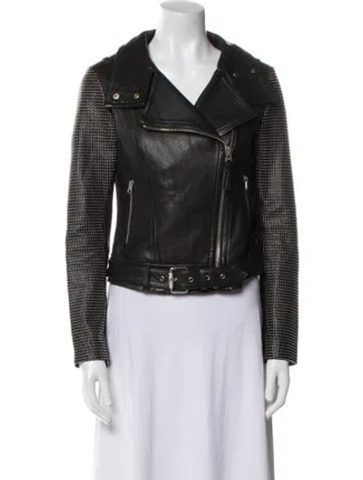 Pre-owned Mackage Leather Biker Jacket In Black