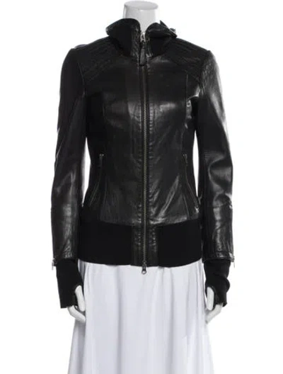 Pre-owned Mackage Leather Biker Jacket In Black