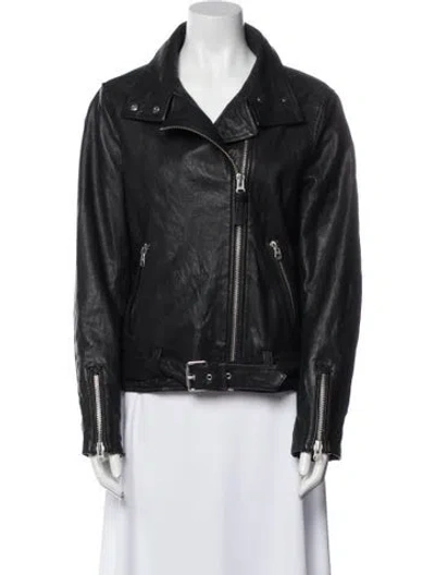 Pre-owned Mackage Leather Biker Jacket In Black