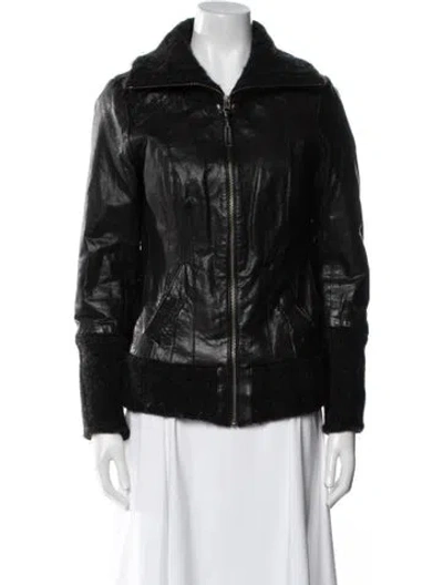 Pre-owned Mackage Leather Biker Jacket In Black