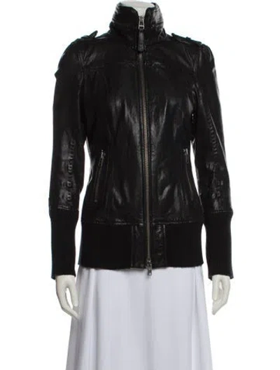 Pre-owned Mackage Leather Biker Jacket In Black