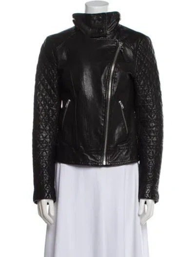 Pre-owned Mackage Leather Biker Jacket In Black