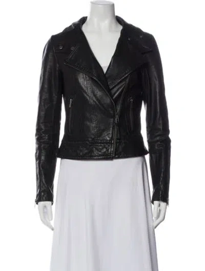 Pre-owned Mackage Leather Biker Jacket In Black
