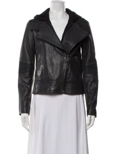 Pre-owned Mackage Leather Biker Jacket In Black