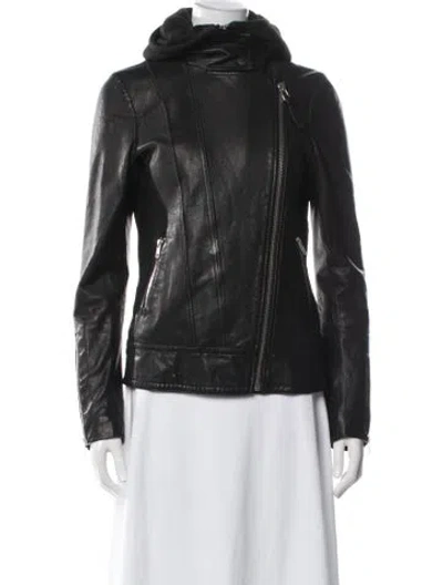 Pre-owned Mackage Leather Biker Jacket In Black