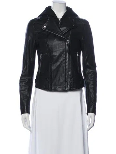 Pre-owned Mackage Leather Biker Jacket In Black