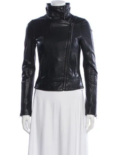Pre-owned Mackage Leather Biker Jacket In Black