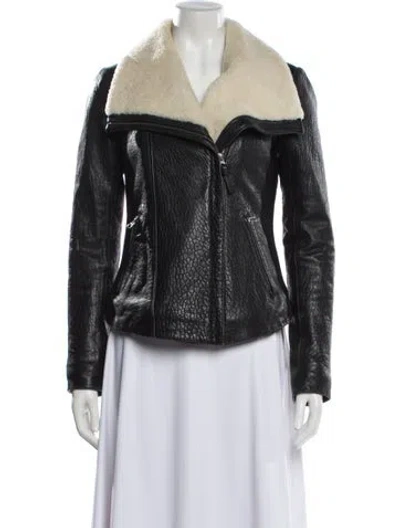 Pre-owned Mackage Leather Biker Jacket In Black