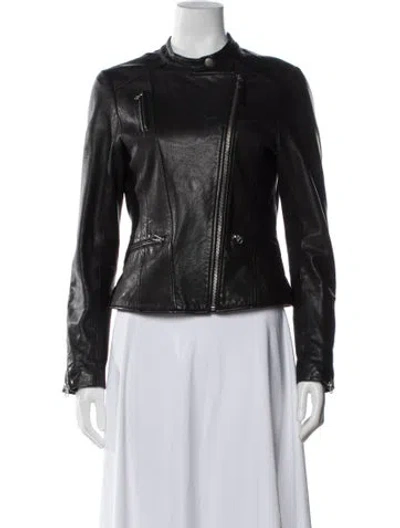 Pre-owned Mackage Leather Biker Jacket In Black