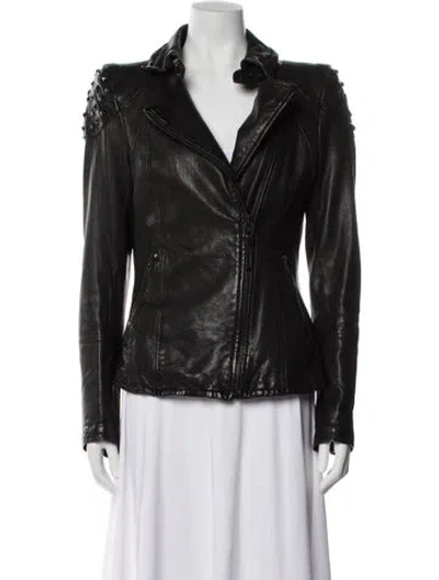 Pre-owned Mackage Leather Biker Jacket In Black