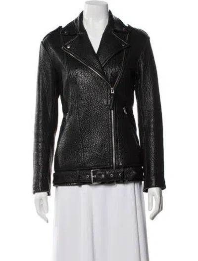 Pre-owned Mackage Leather Biker Jacket In Black