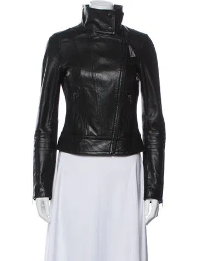 Pre-owned Mackage Leather Biker Jacket In Black