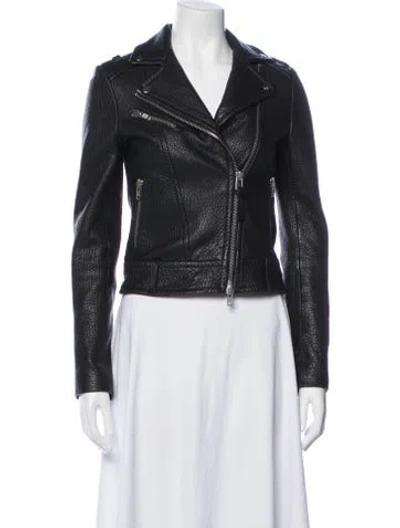 Pre-owned Mackage Leather Biker Jacket In Black