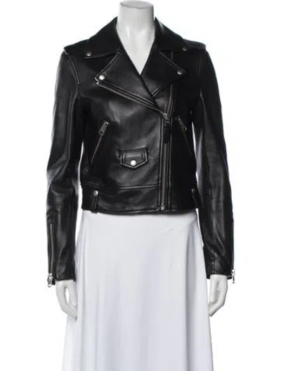 Pre-owned Mackage Leather Biker Jacket In Black