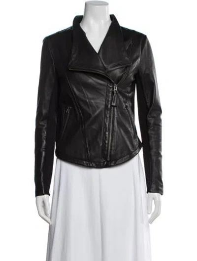 Pre-owned Mackage Leather Biker Jacket In Black