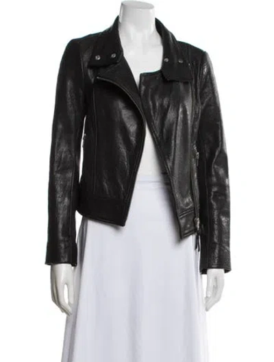 Pre-owned Mackage Leather Biker Jacket In Black