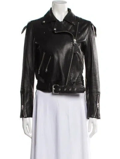 Pre-owned Mackage Leather Biker Jacket In Black