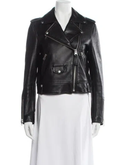 Pre-owned Mackage Leather Biker Jacket In Black