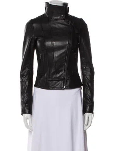 Pre-owned Mackage Leather Biker Jacket In Black