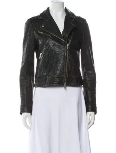 Pre-owned Mackage Leather Biker Jacket In Black