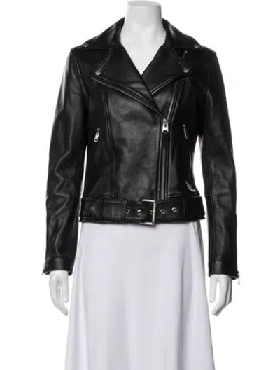 Pre-owned Mackage Leather Biker Jacket In Black