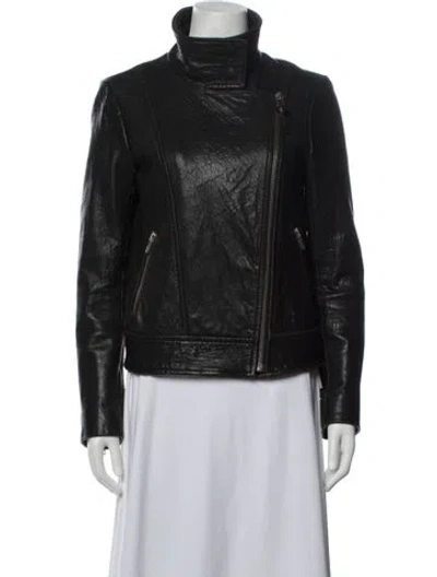 Pre-owned Mackage Leather Biker Jacket In Black